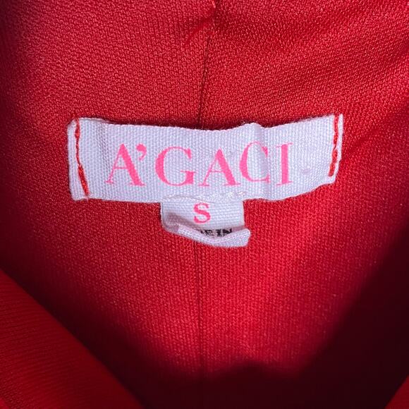 Agaci Womens Size Small Red Ruffle Jumpsuit Jumper Off‎ The Shoulder Stretch - Picture 5 of 6